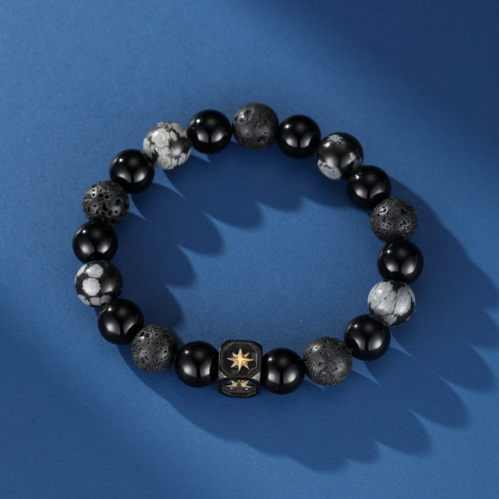Bracelet Homme Obsidienne – Fragment Galactique