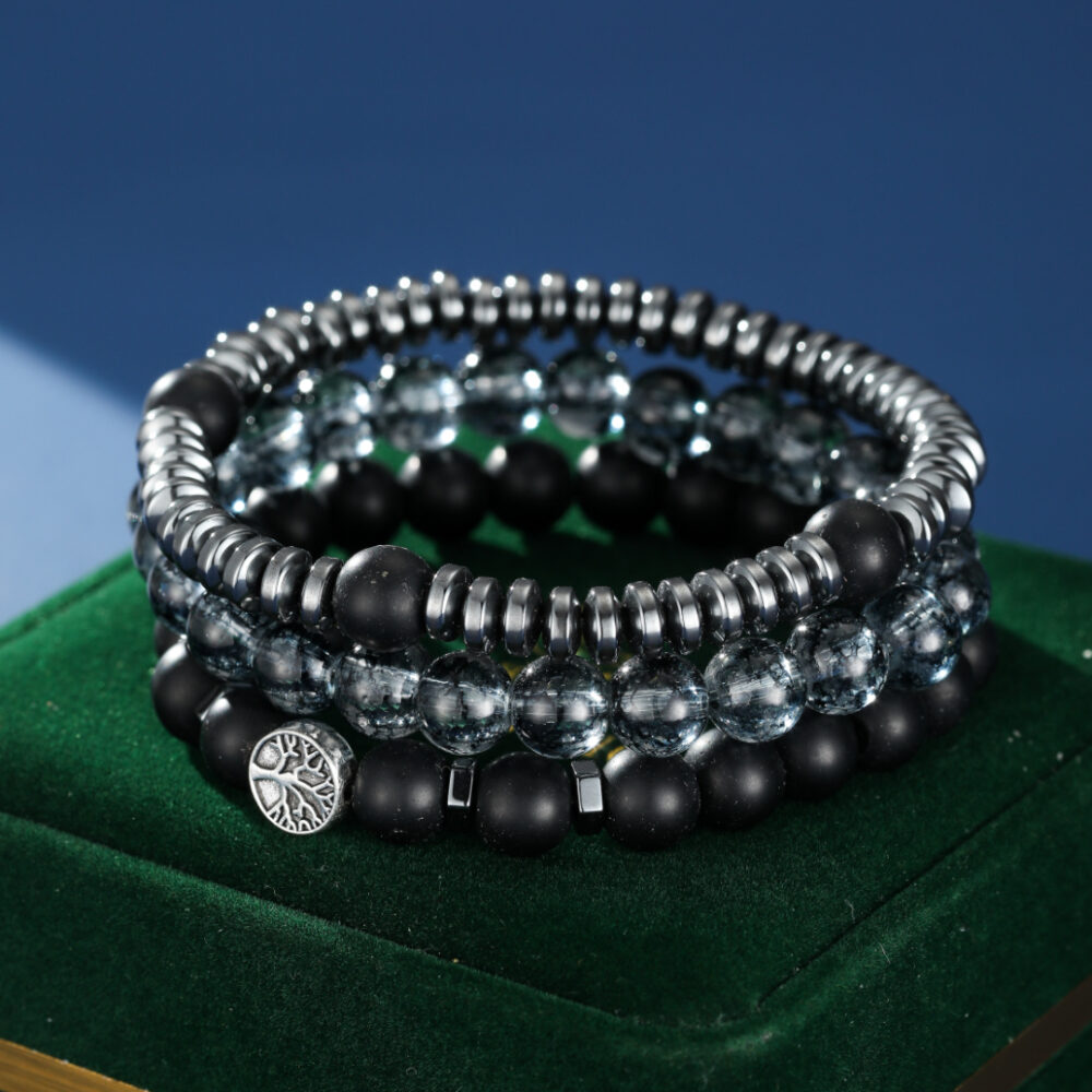 Bracelet Homme Hématite et Obsidienne – Protection Racine