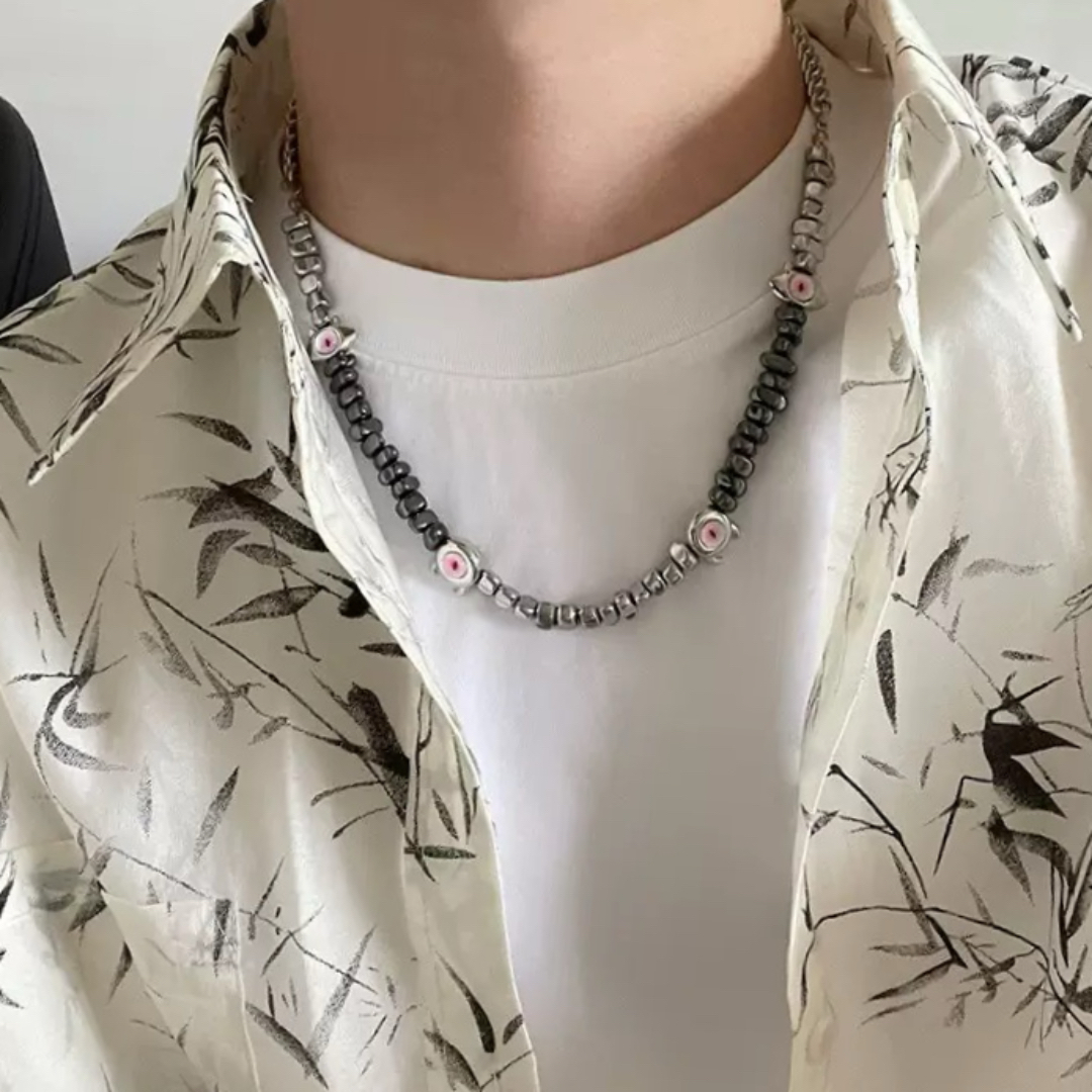 Collier Homme Hématite – Regard Sombre