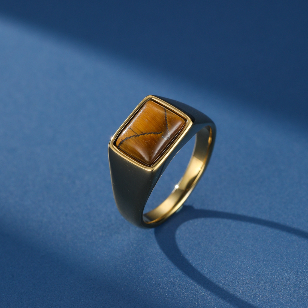 Bague Homme Œil de Tigre – Élégance Architecturale