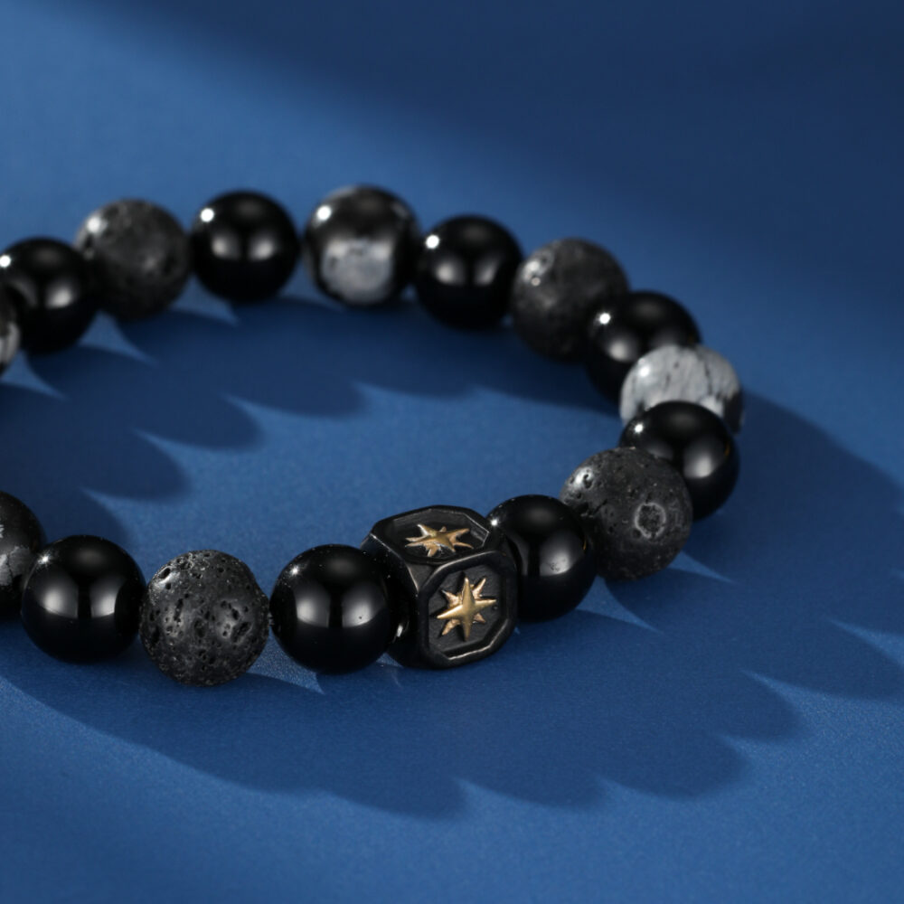 Bracelet Homme Obsidienne – Fragment Galactique