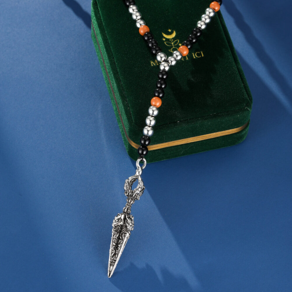 Collier Homme Œil de Tigre – Lame Tibétaine