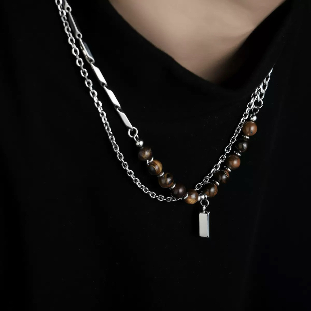 Collier Homme Œil de Tigre – Élan Minéral