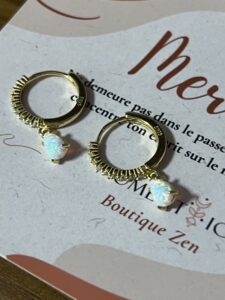 Boucles d'oreilles Opale – Goutte Solaire, Argent Plaqué Or photo review