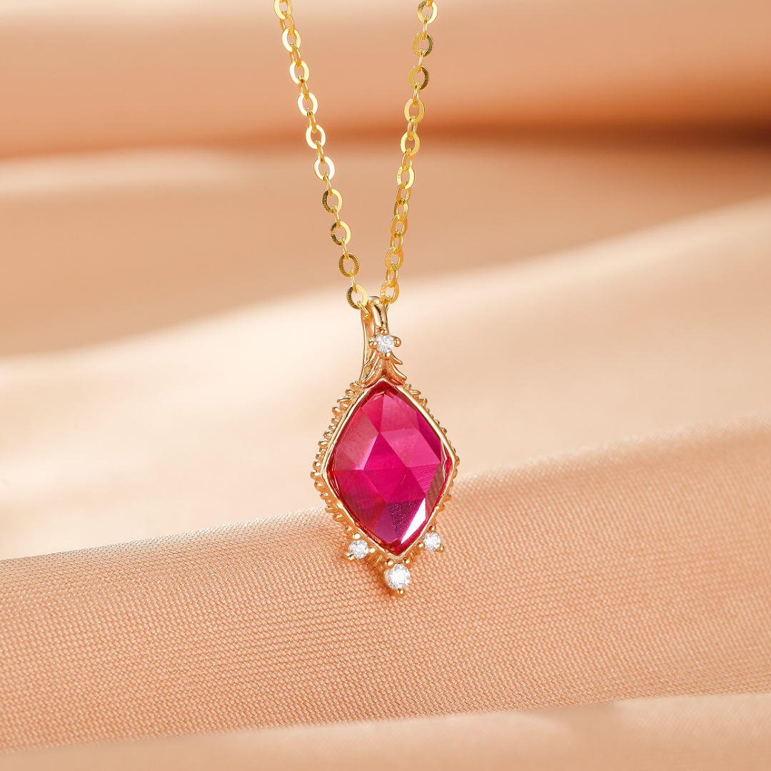Collier Cornaline – Gloire Écarlate, Argent Plaqué Or
