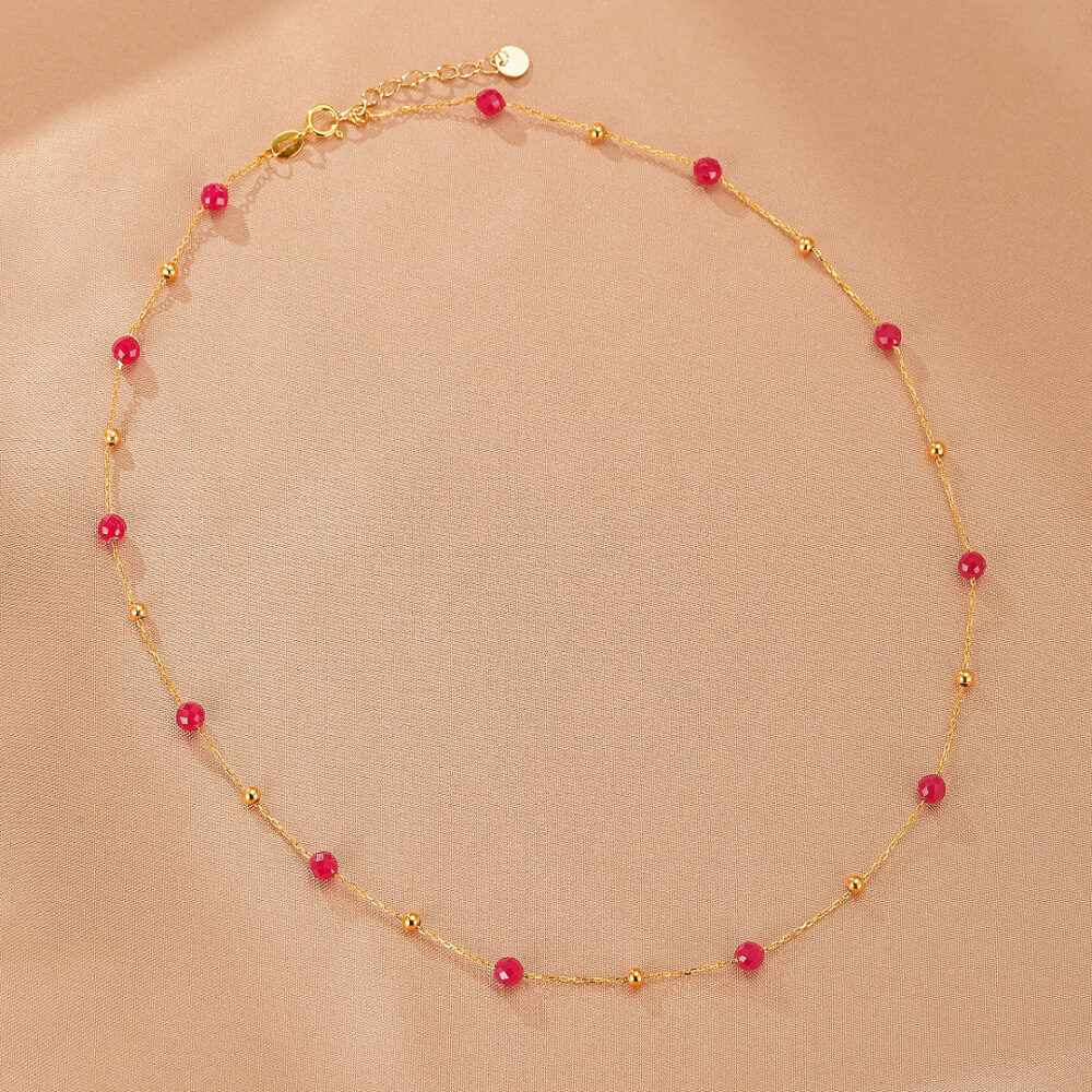 Collier Cornaline – Lumière Passionnée, Argent Plaqué Or