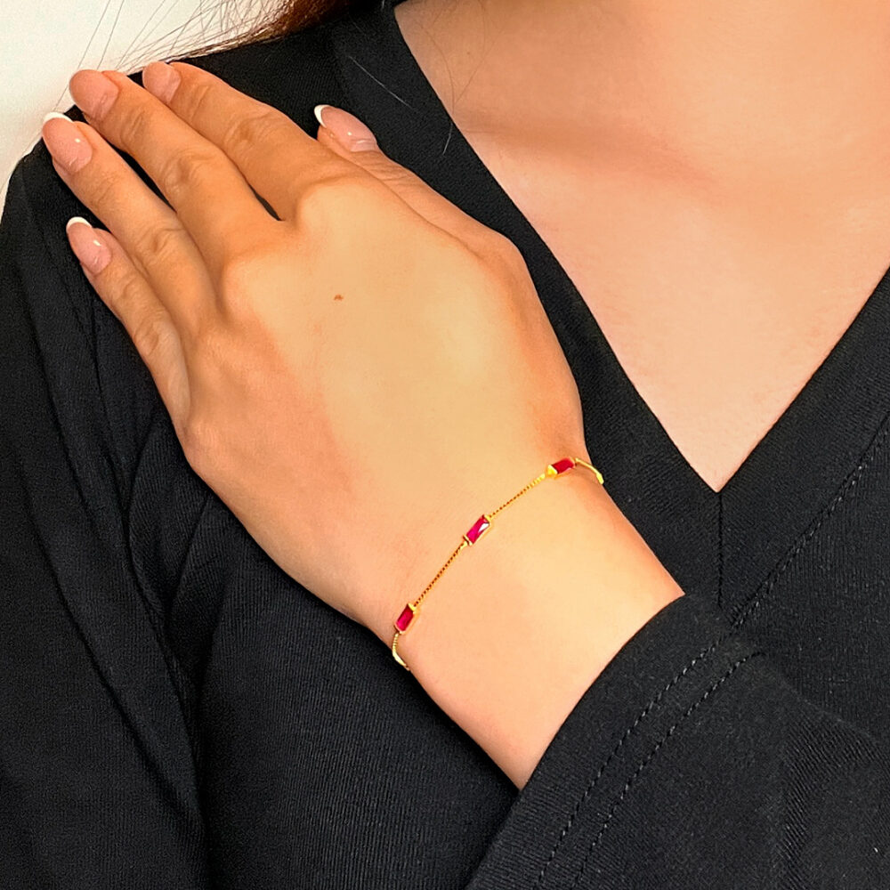 Bracelet Cornaline – Charme de Feu, Argent