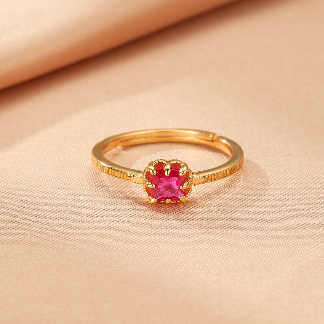 Bague Cornaline – Fleur Royale, Argent Plaqué Or