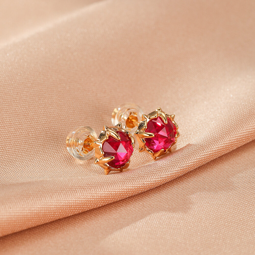 Boucles d’Oreilles Cornaline – Épine de Feu, Argent Plaqué Or