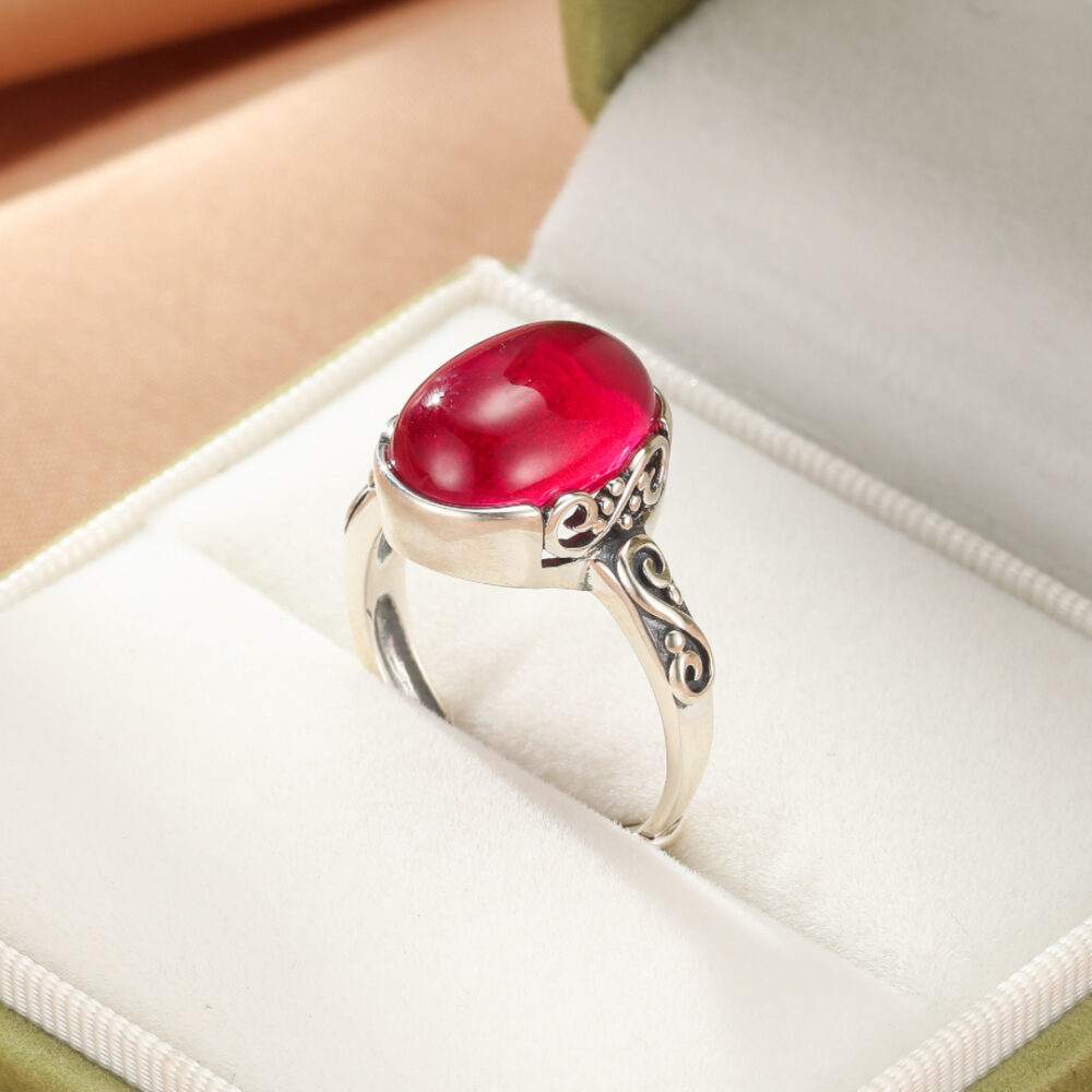 Bague Cornaline – Arabesque Royale, Argent