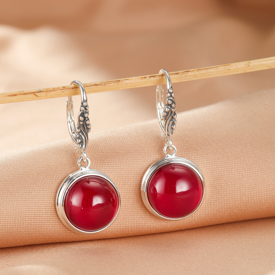 Boucles d’Oreilles Cornaline – Lueur d’Énergie, Argent