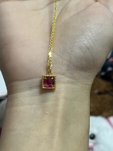 Collier Cornaline – Cube Éclat Rubis, Argent Plaqué Or 10k photo review