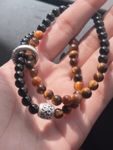 Bracelet Homme Obsidienne et Œil de Tigre – Dualité Solaire, Argent 999 photo review