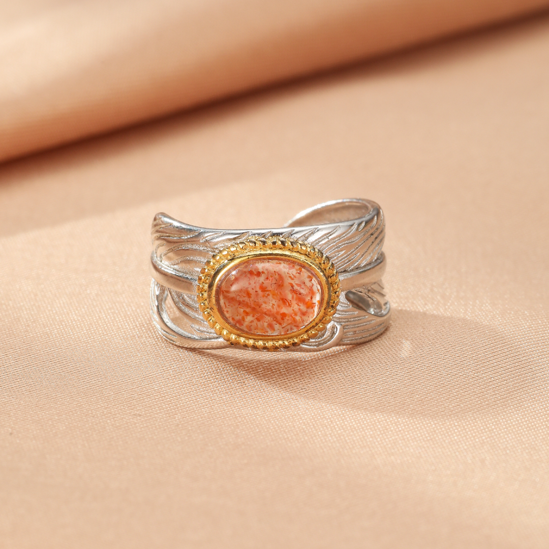 Bague Pierre de Soleil – Plume Solaire, Argent