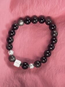 Bracelet Homme Obsidienne – Harmonie Tibétaine, Argent photo review