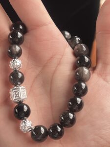 Bracelet Homme Obsidienne – Harmonie Tibétaine, Argent photo review