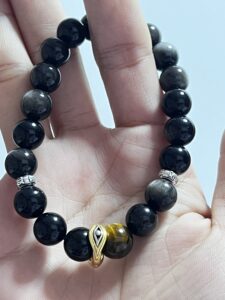 Bracelet Homme Obsidienne – Vision Nocturne, Argent photo review