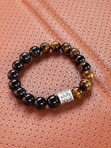 Bracelet Homme Œil de Tigre et Obsidienne – Harmonie Souterraine, Argent photo review