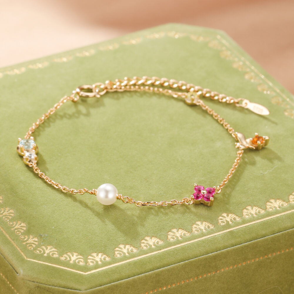Bracelet Cornaline – Jardin Enchanté, Argent