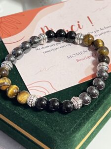 Bracelet Homme Hématite, Œil de Tigre et Obsidienne – Équilibre du Guerrier photo review