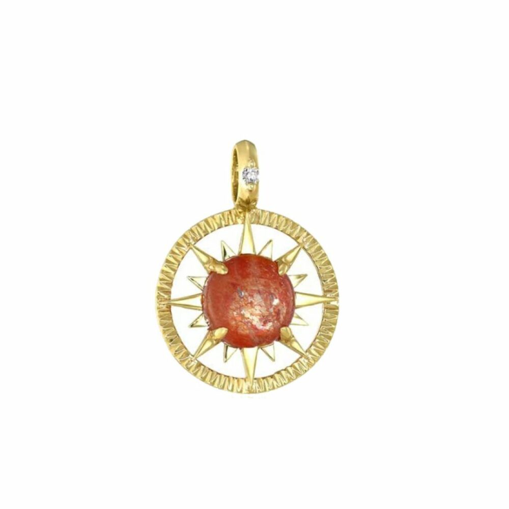 Collier Pierre de Soleil – Aurore Rayonnante, Argent Plaqué Or