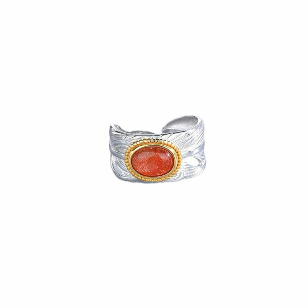 Bague Pierre de Soleil – Plume Solaire, Argent