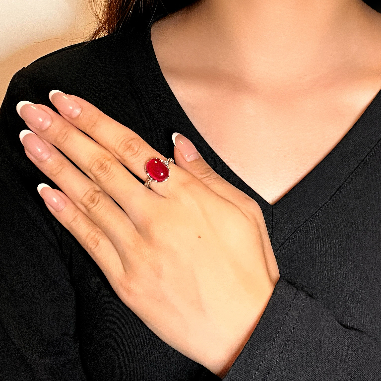 Bague Cornaline – Arabesque Royale, Argent