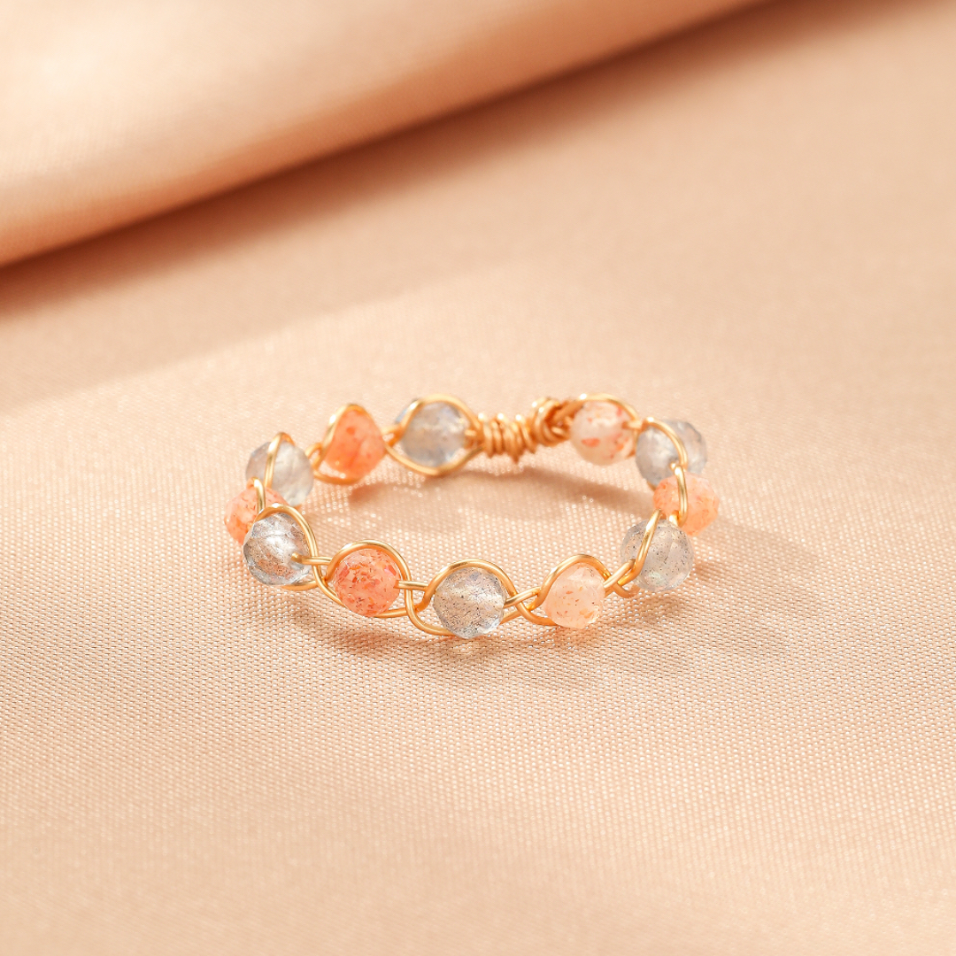Bague Pierre de Soleil et Pierre de Lune – Éclat Céleste