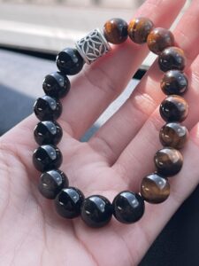 Bracelet Homme Œil de Tigre et Obsidienne – Harmonie Souterraine, Argent photo review