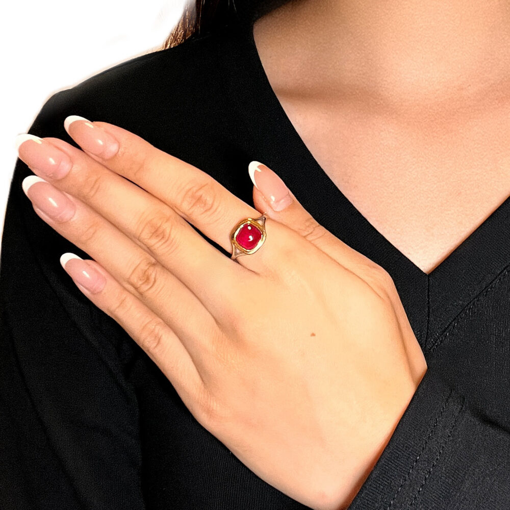 Bague Cornaline – Éclat Contemporain, Argent