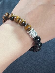 Bracelet Homme Œil de Tigre et Obsidienne – Harmonie Souterraine, Argent photo review