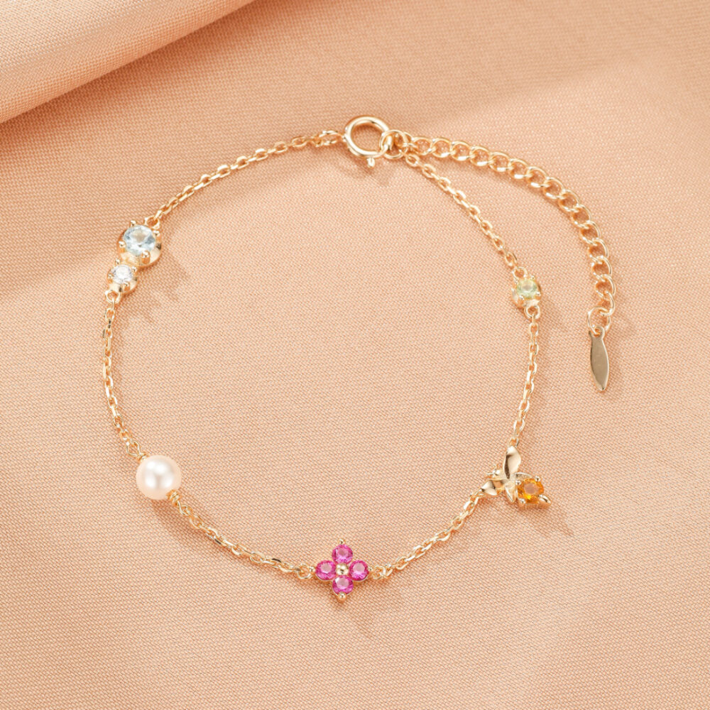 Bracelet Cornaline – Jardin Enchanté, Argent