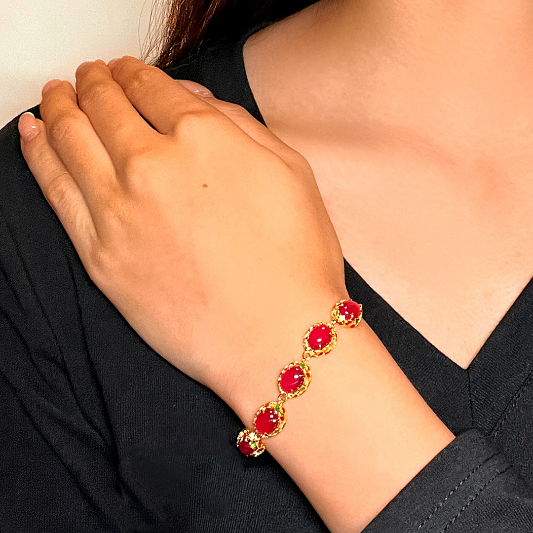 Bracelet Cornaline – Jardin Impérial, Argent