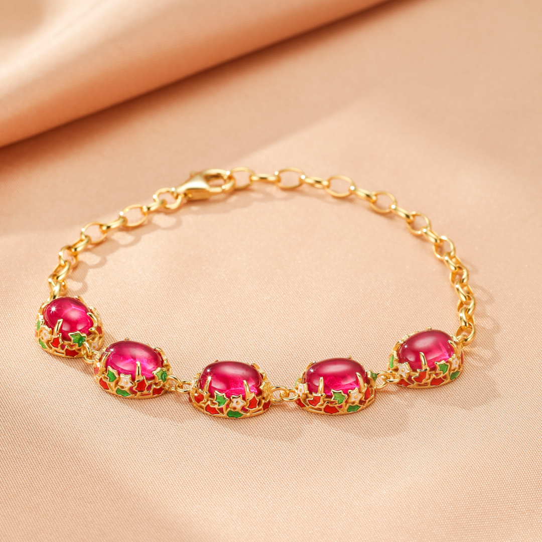 Bracelet Cornaline – Jardin Impérial, Argent