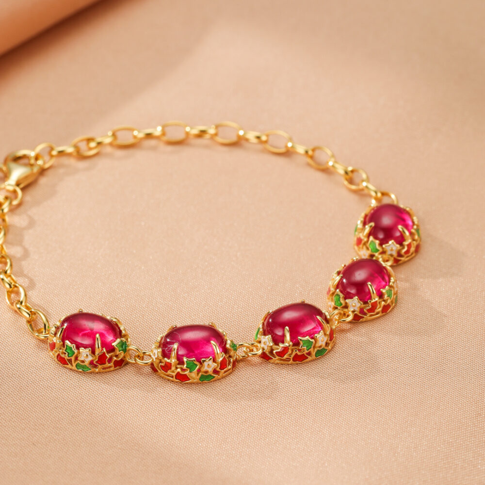 Bracelet Cornaline – Jardin Impérial, Argent