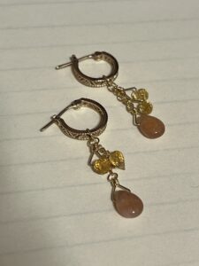 Boucles d'Oreilles Pierre de Soleil et Citrine – Rayons Bohèmes, Argent Plaqué Or photo review