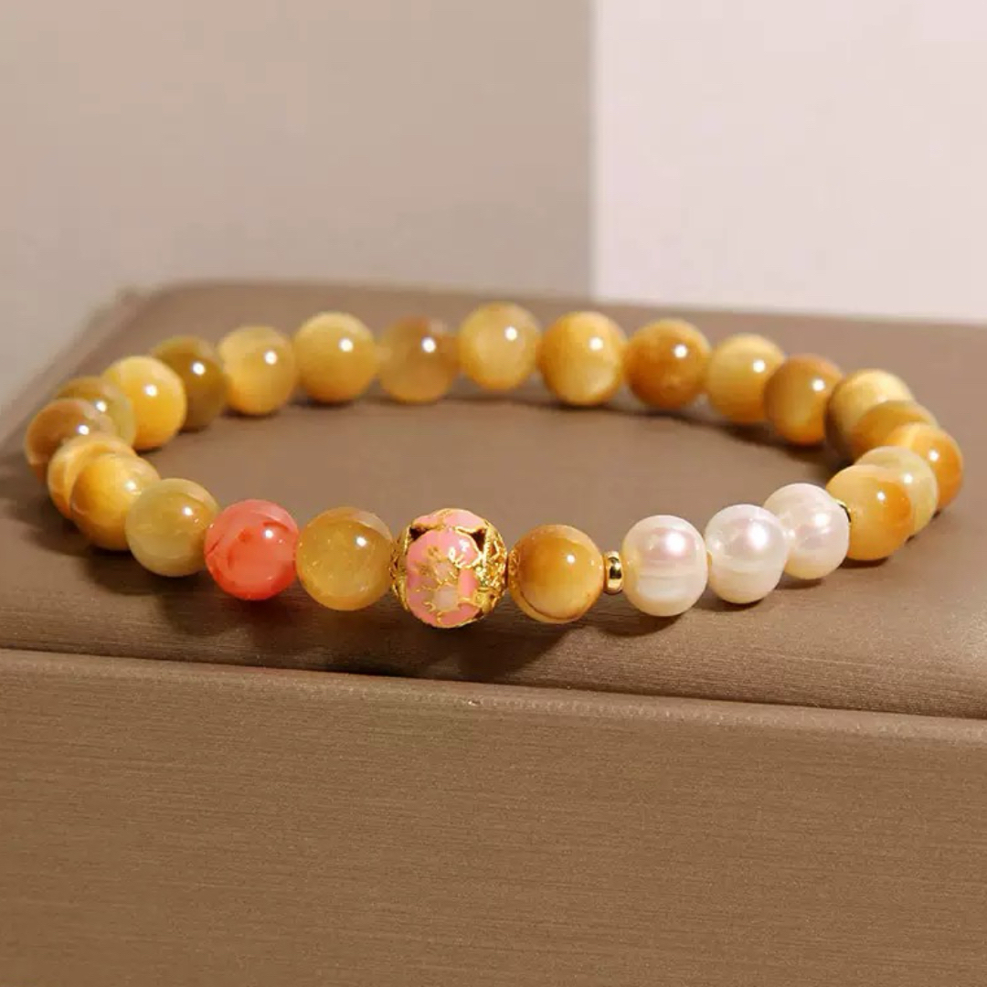 Bracelet Œil de Tigre et Perles – Éclat Impérial