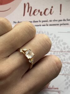 Bague Quartz Rose – Élégant Feuillu, Argent Plaqué Or photo review