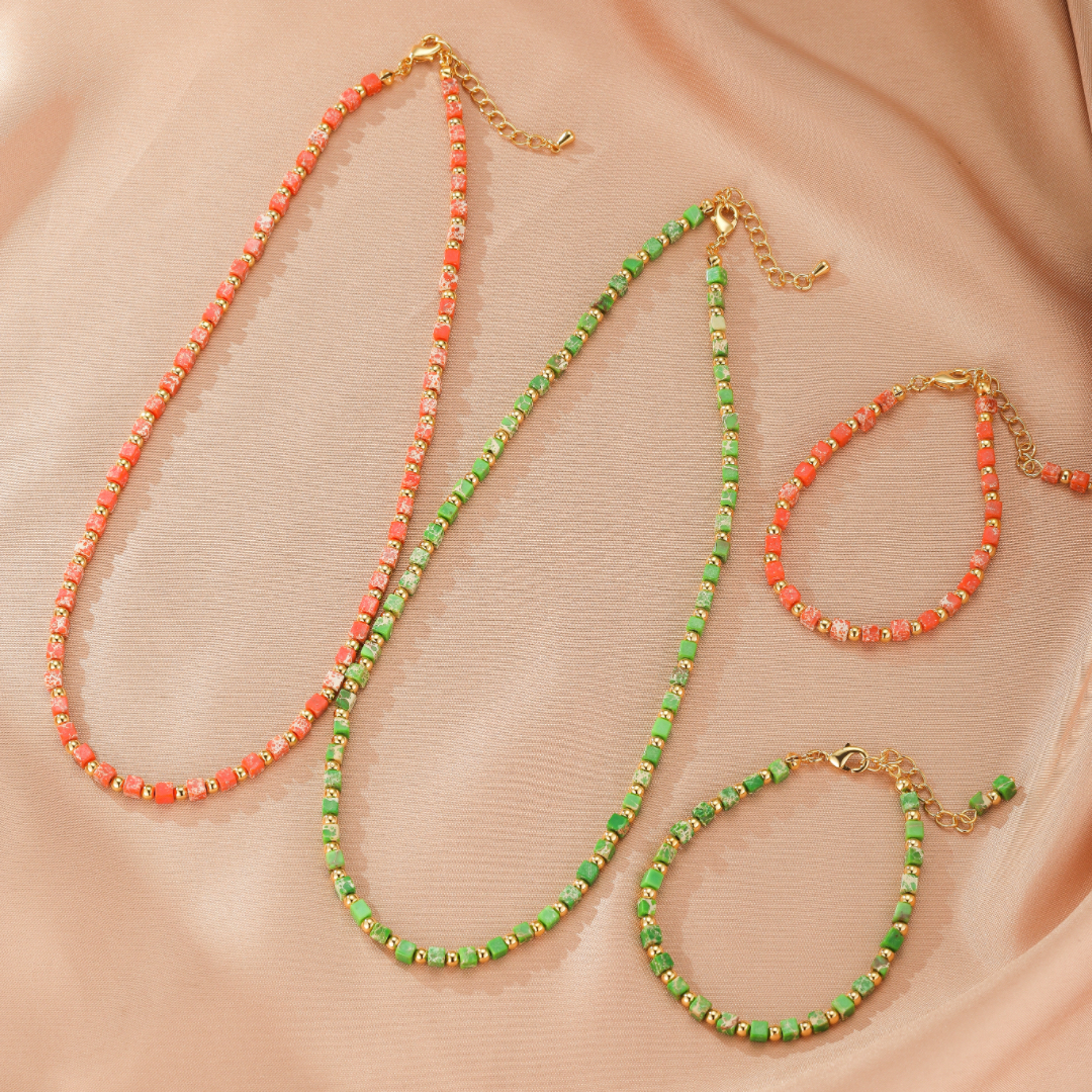 Collier/Bracelet Jaspe Rouge/Vert – Éclat Bohème