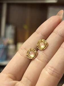 Boucles d'oreilles Quartz Rose – Aura Radieuse, Argent Plaqué Or 10K photo review