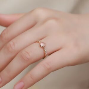Bague Quartz Rose – Éclat de Tendresse, Argent Plaqué Or 10K photo review