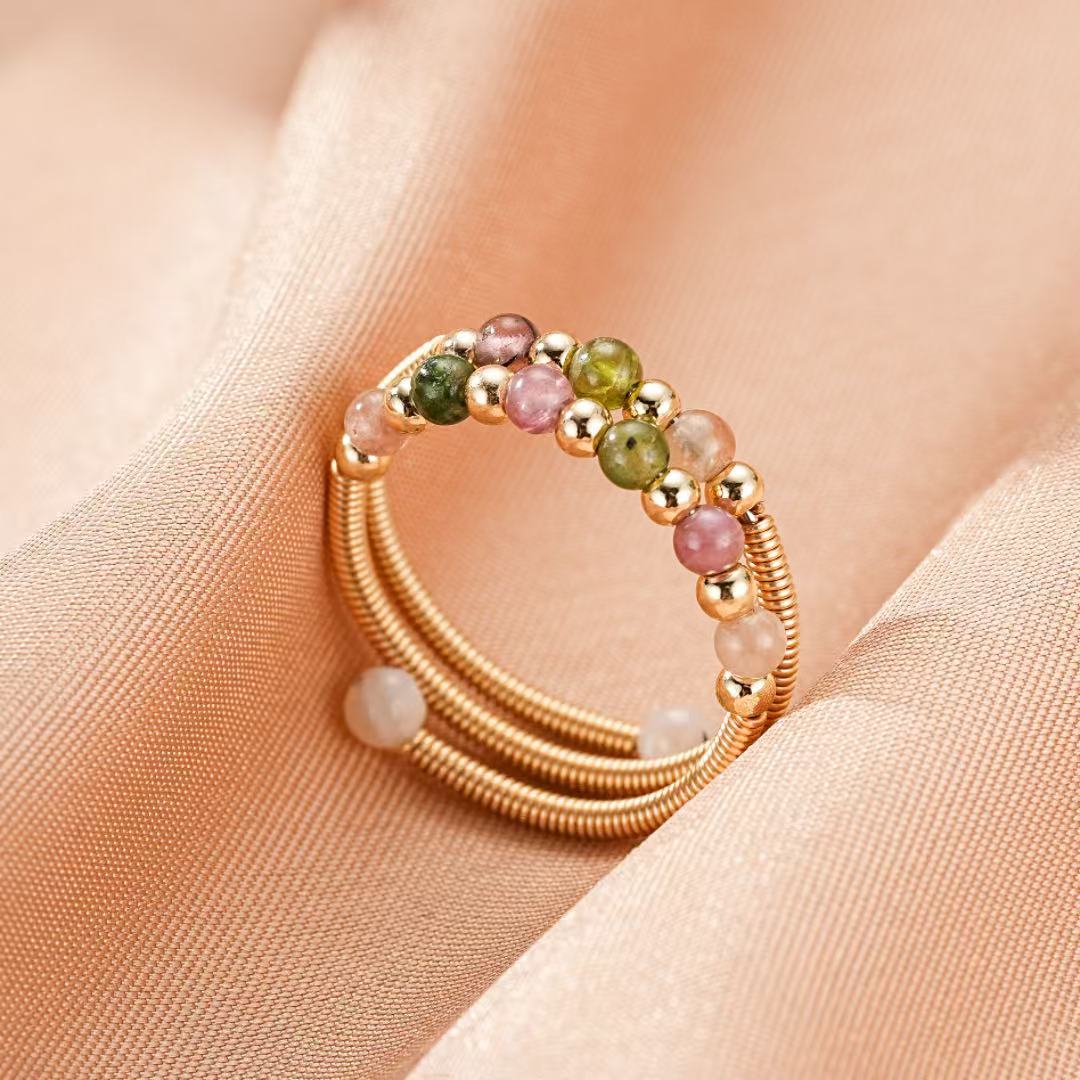Bague Tourmaline – Harmonie d’Éclats, Argent Plaqué Or 14K
