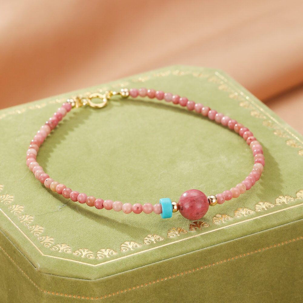Bracelet Rhodonite et Perles – Élégance Rose
