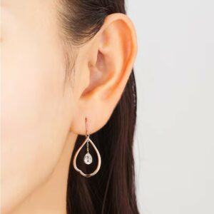 Boucles d’Oreilles Quartz Rose – Larmes de Douceur, Argent Plaqué Or photo review