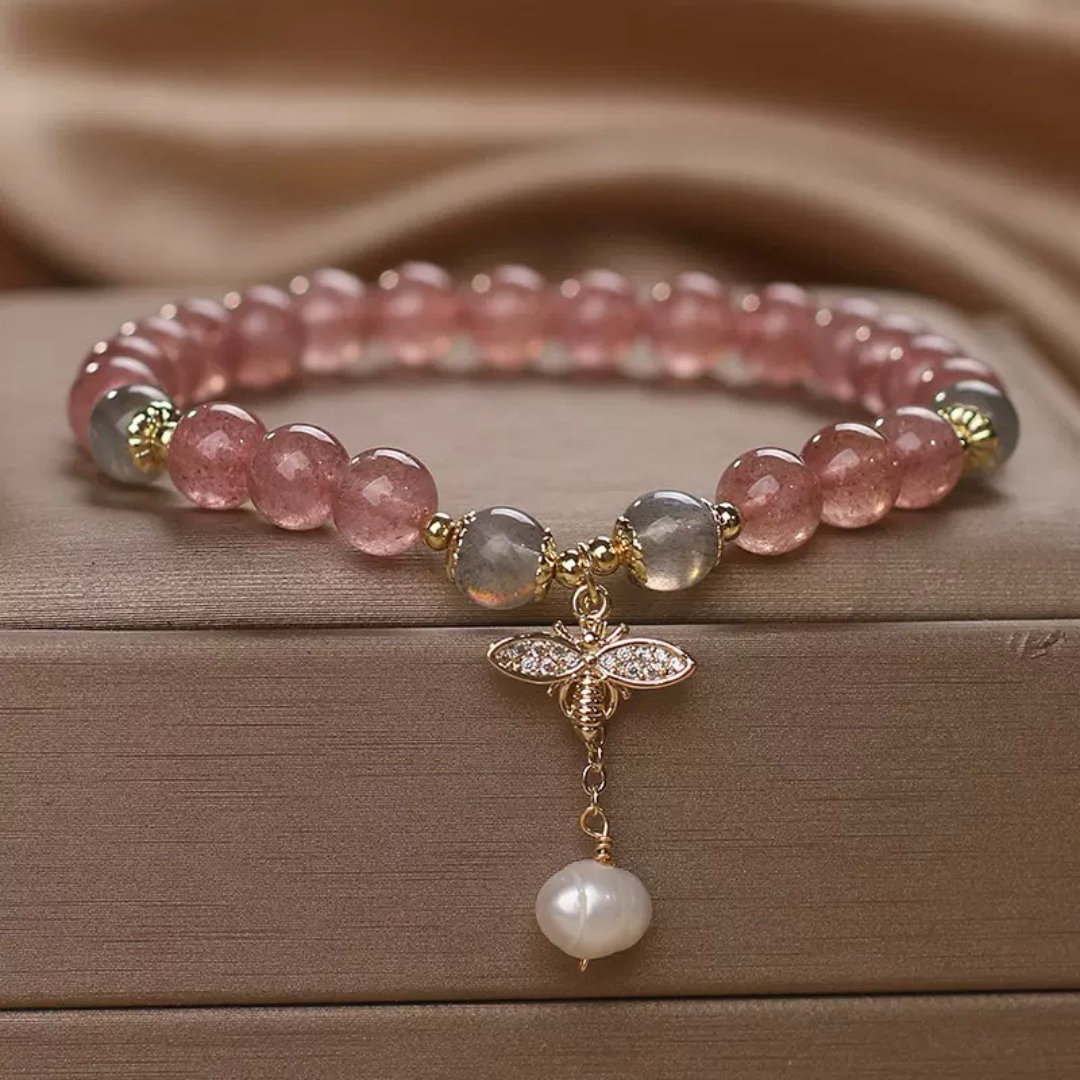 Bracelet Quartz Fraise et Labradorite – Abeille Poétique