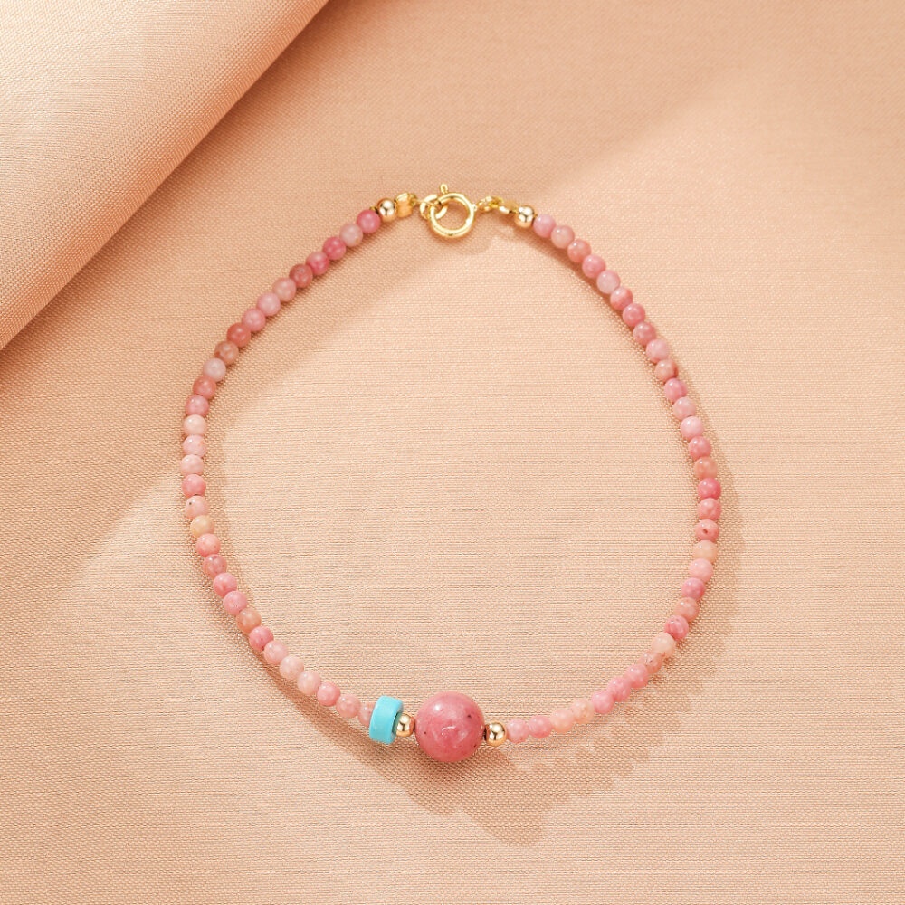 Bracelet Rhodonite et Perles – Élégance Rose