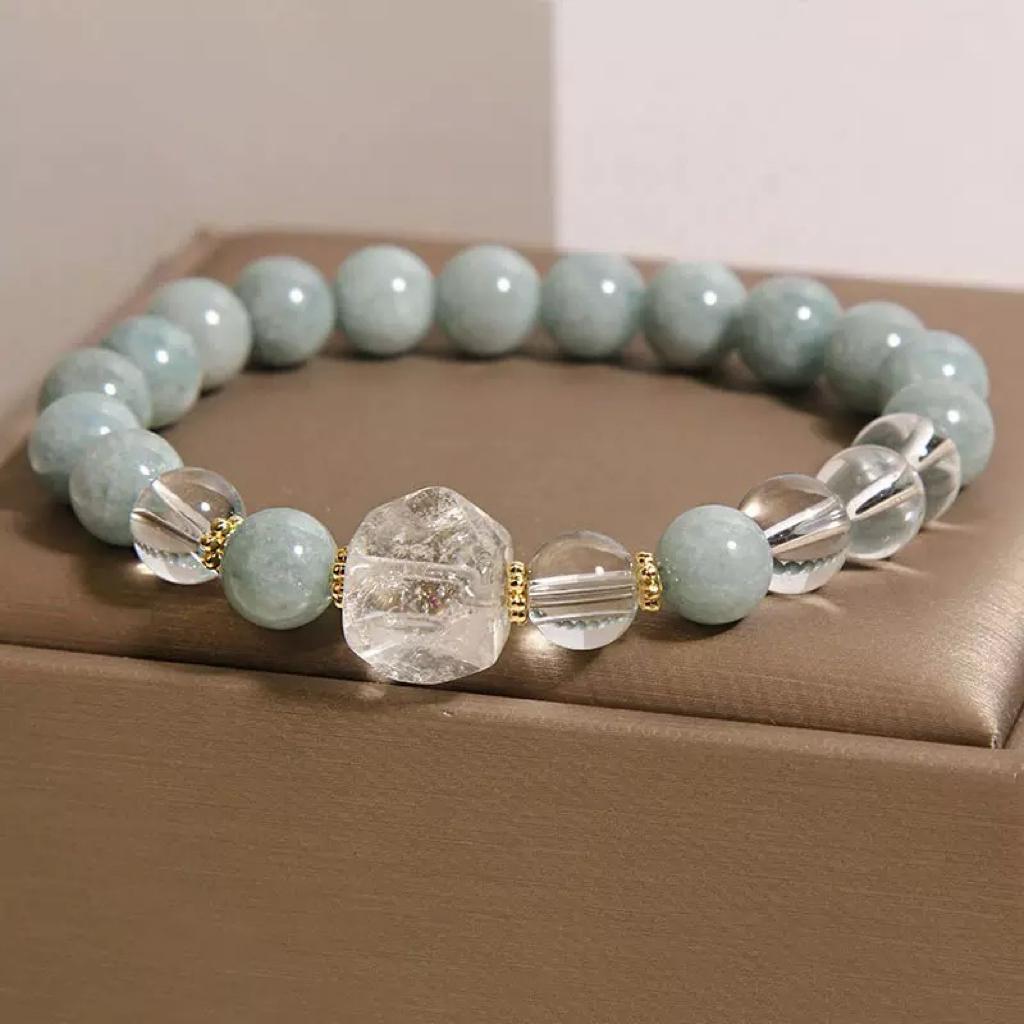 Bracelet Jade et Cristal de Roche – Clarté Céleste