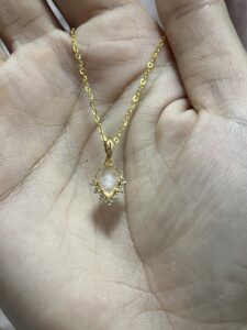 Collier Quartz Rose – Goutte Étoilée, Argent Plaqué Or 9K photo review