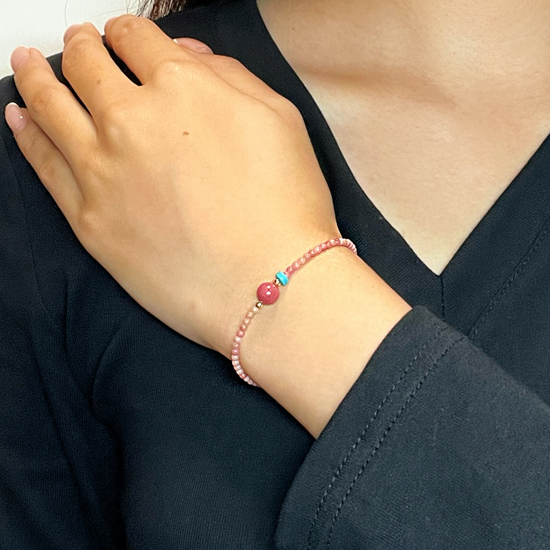 Bracelet Rhodonite et Perles – Élégance Rose