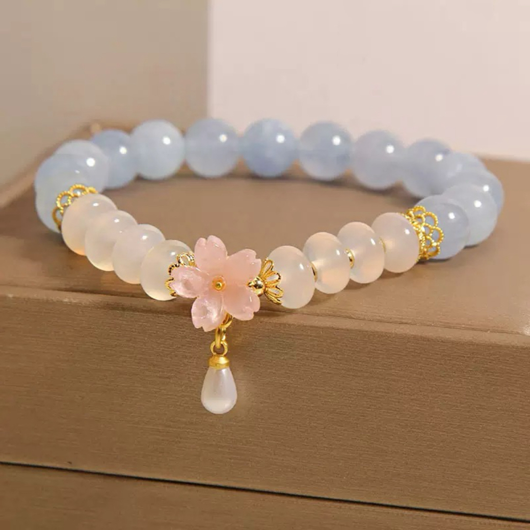 Bracelet Aigue-Marine et Agate – Fleur de Rosée